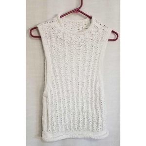 Moth Anthropologie Xs White Chunky Knit Tank Top - image 1